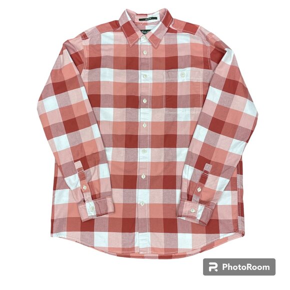 Men's EDDIE BAUER Red Checkered Button Shirt Relaxed Fit Long Sleeve- Size‎ TXL - Picture 1 of 8